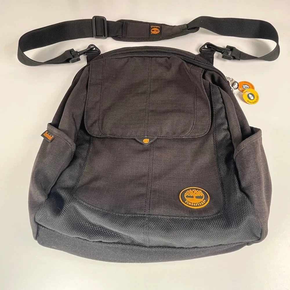Timberland Messenger Bag Black Medium Ripstop Crossbody H 14 x W 10 x D 3 in